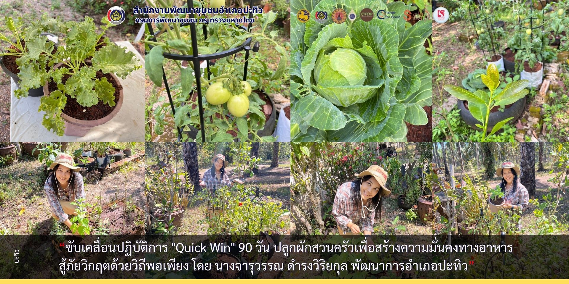 พช.ปะทิว ขับเคลื่อนปฏิบัติการ "Quick Win" 90 วัน ปลูกผักสวนครัวเพื่อสร้างความมั่นคงทางอาหาร สู้ภัยวิกฤตด้วยวิถีพอเพียง โดยพัฒนาการอำเภอปะทิว