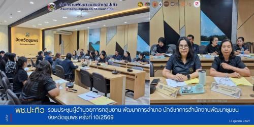 พช.ปะทิว ร่วมประชุมผู้อำนวยการกลุ่มงาน พัฒนาการอำเภอ นักวิชาการสำนักงานพัฒนาชุมชนจังหวัดชุมพร ครั้งที่ 10/2569